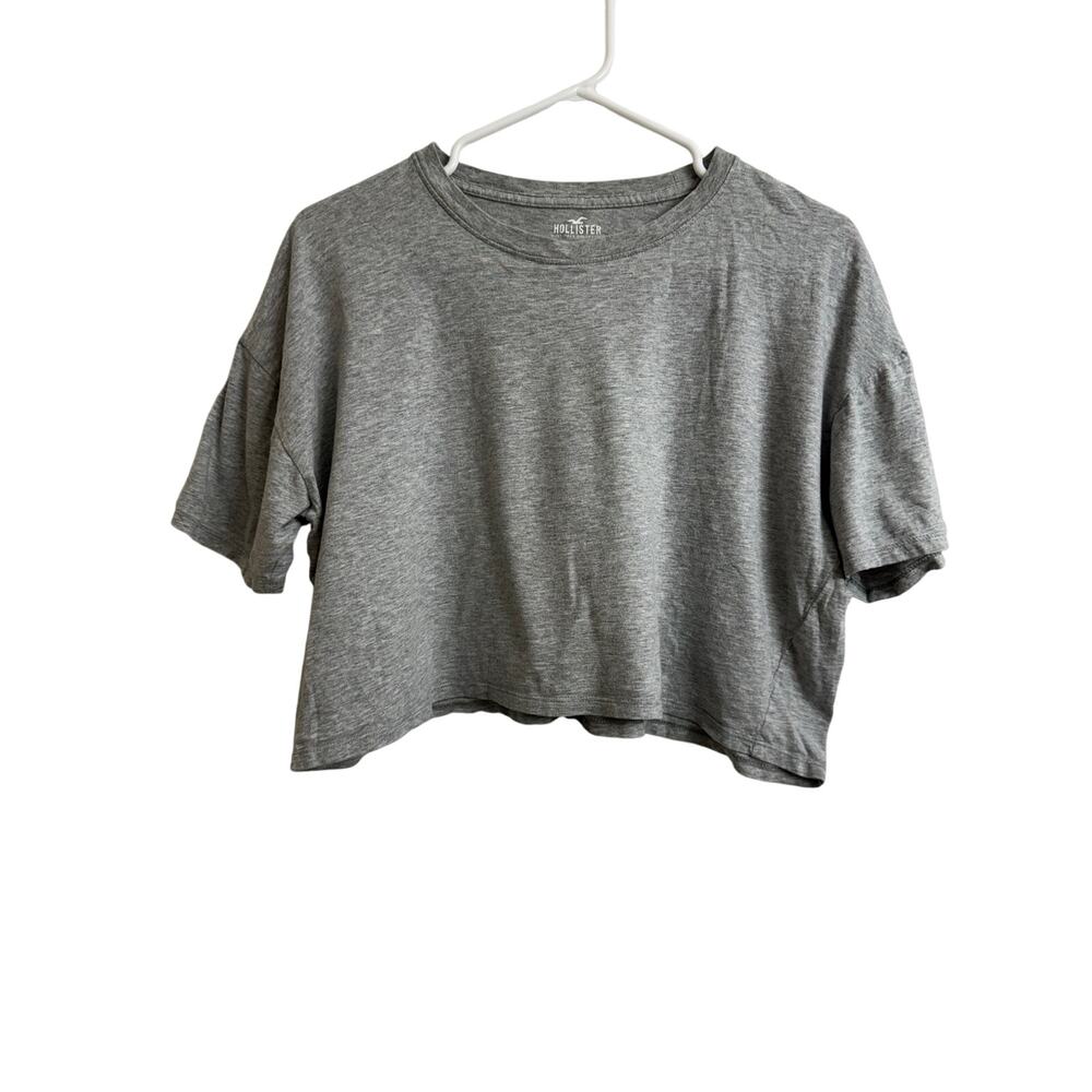 Hollister Short Sleeve Cropped Oversized Tee Gray Medium